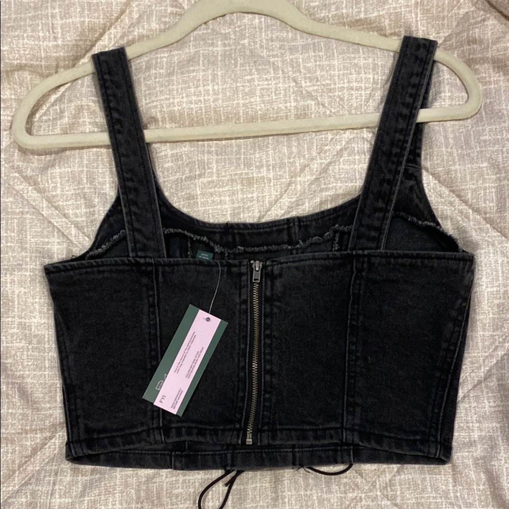 Black denim Bustier Crop Top